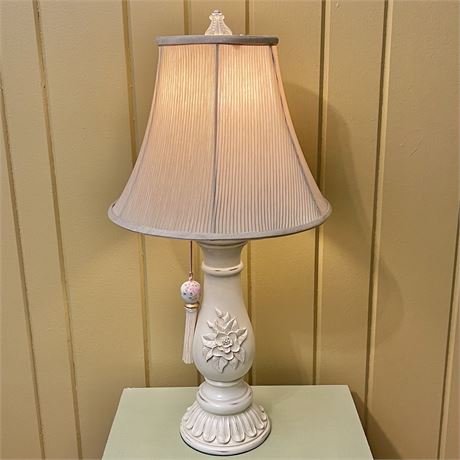 French Country Distressed Floral Table Lamp