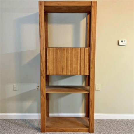 Display Cabinet w/ Adjustable Shelf & Center Drop-Down Storage Cabinet