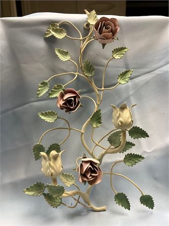 Vintage Metal Tole Floral Wall Hanging