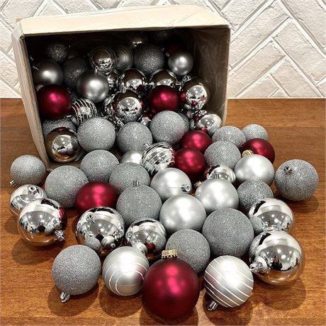Maroon and Silver Toned Ornaments
