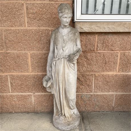 Cement Roman Lady with Water Jug Yard Statue