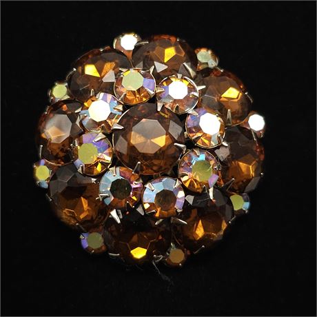 Large Round Topaz Jon Quil Layered Brooch