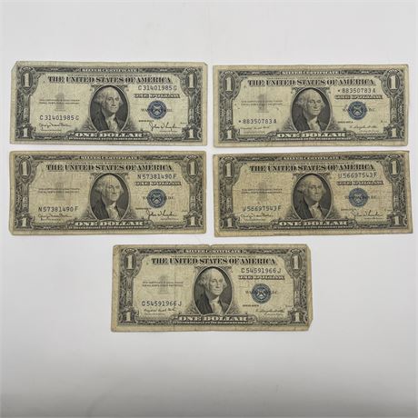 1935 D/G & 1957 A Blue Seal One Dollar Silver Certificate Bank Notes