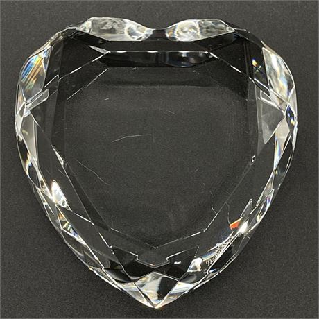 Rosenthal Clear Faceted Crystal Heart Shaped Paperweight