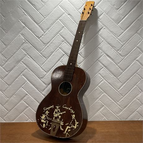 Vintage Egmond "Singing Cowboys" Stencil Parlor Acoustic Guitar