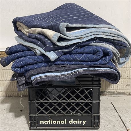 (2) Moving Blankets with Storage Milk Crate