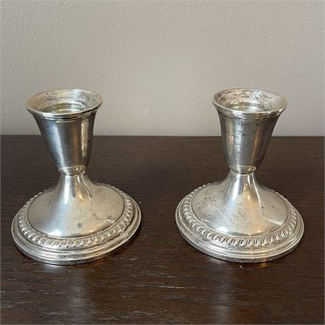 Vtg Empire Sterling Silver Weighted Candlestick Holders