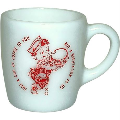 Vintage Frisch's Big Boy Hamburger Milk Glass Mug