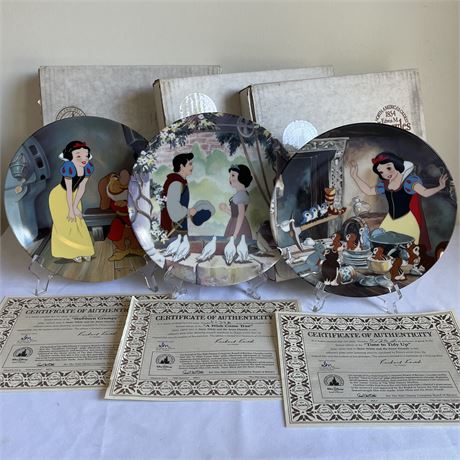 Knowles Walt Disney "Snow White" Plates 7, 8 and 9 w/ Boxes & Paperwork