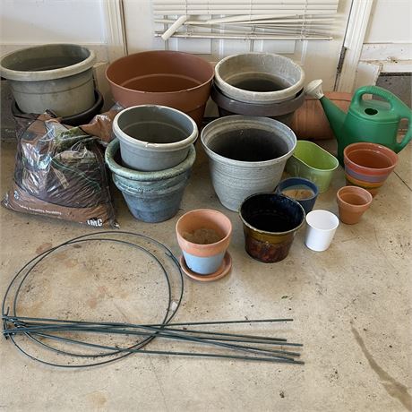 Large Lot of Plant Pots and Accessories