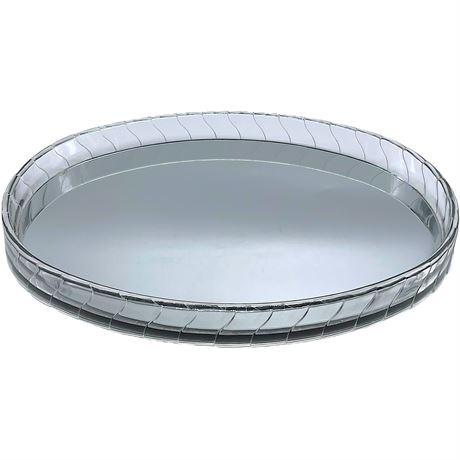 Vtg Lucite Border Mirrored Vanity Tray