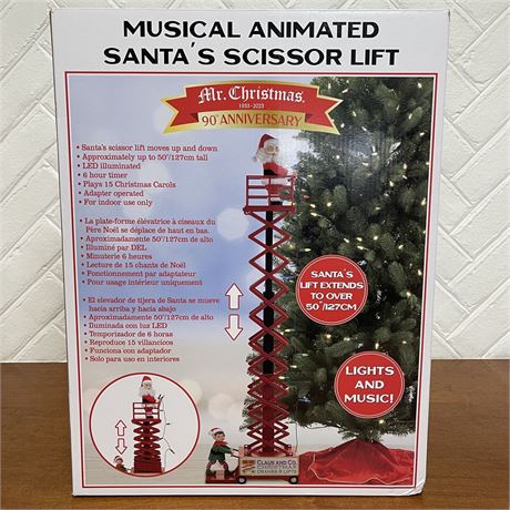 NIB Lighted Musical Animated 50" Santa's Scissor Lift