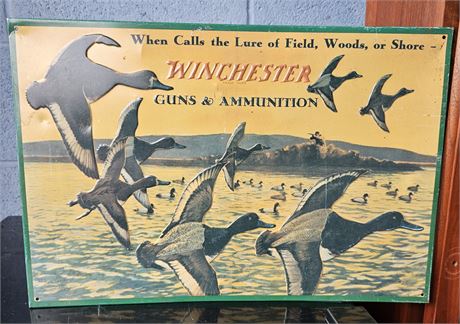 Winchester Gun Ammunition Hunting Metal Tin Decor