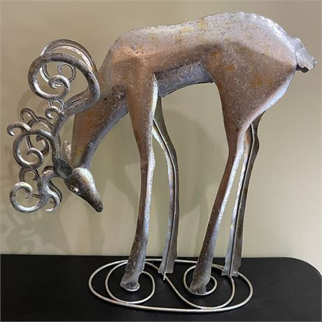 Great 2 ft. Metal Reindeer with Scroll Pattern Base and Antlers