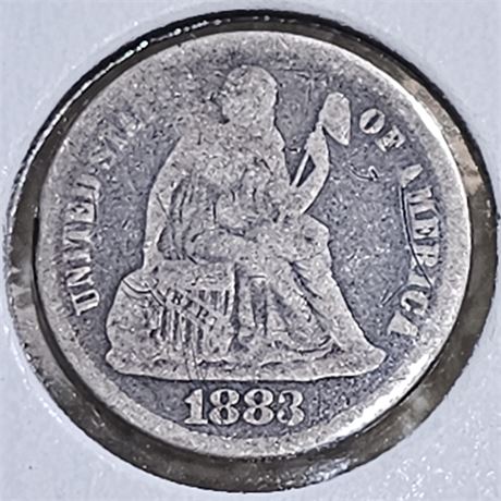 1883 Seated Liberty Silver Dime.