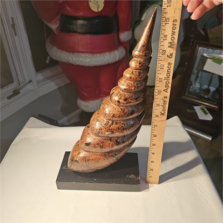 Carved wood artisan coastal shell sculpture tiki folk art