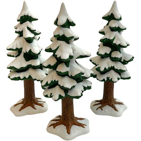 Heritage Village Collection Porcelain Pine Trees - 3 Large