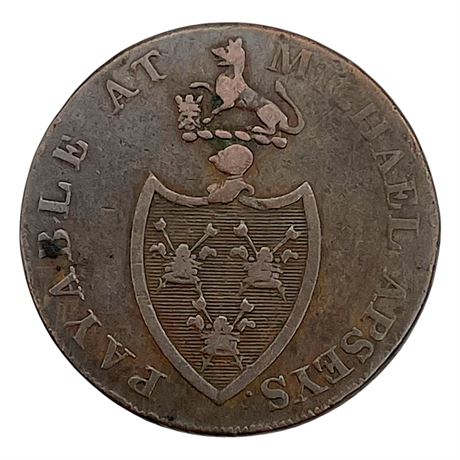 18th Century Suffolk Bury St Edmunds Halfpenny Conder Token by Michael Apsey