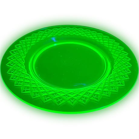 Vtg Uranium Green Depression Glass Plate