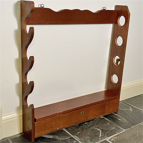 Vtg Gun Rack w/ Drawer Wall Mount - No Key