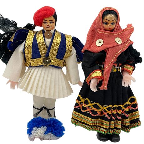 Vtg Greek Handmade Miniature Souvenir Dolls