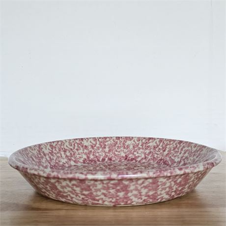 Pink Spongeware 9.5" Pie Plate from the Roseville Workshop of Gerald E. Henn