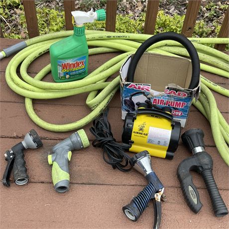 Flexzilla Hose with Nozzle Attachments, Airhead Air Pump, and Outdoor Windex