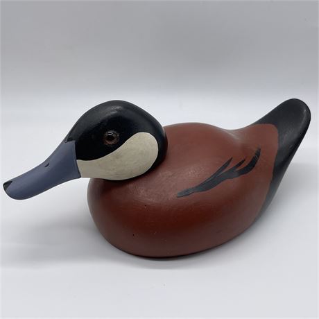 Ron Fisher Carved Wooden Duck Signed and Dated