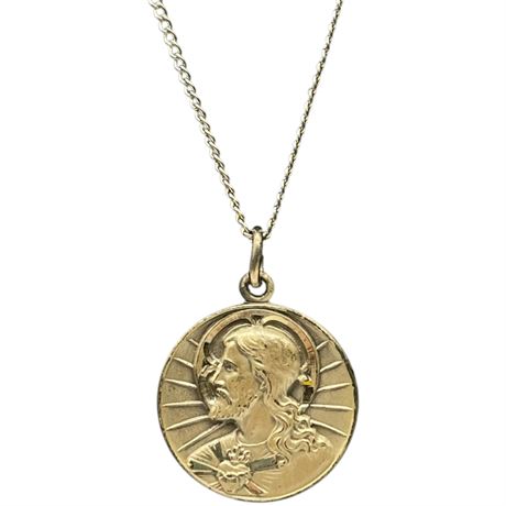 Sterling Silver Chain w/ Sterling Silver Jesus Christ Pendant