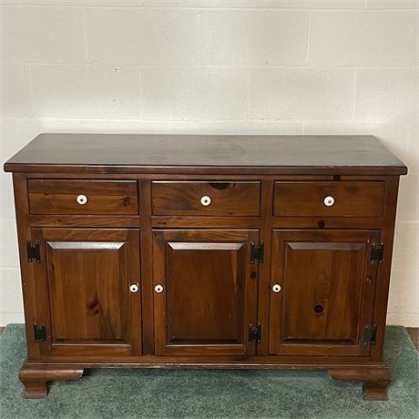 Ethan Allen Solid Wood Buffet w/ White Porcelain Knobs