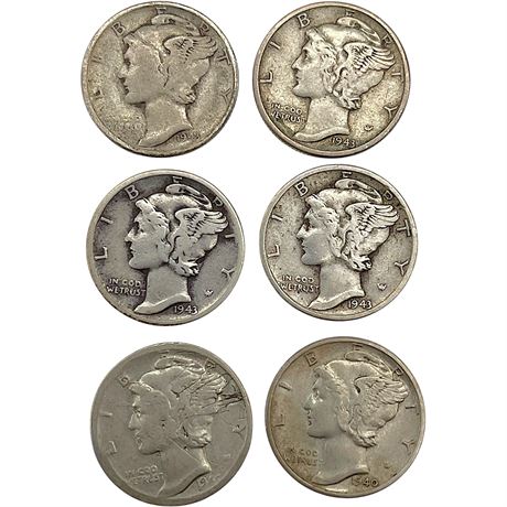 '40 & '43 Mercury 90% Silver Dimes