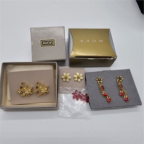 *NOS* (3) Pairs of AVON Earrings for Pierced Ears in Original Boxes