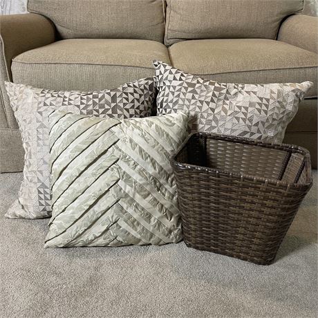 Coordinated Throw Pillows with Trash Bin