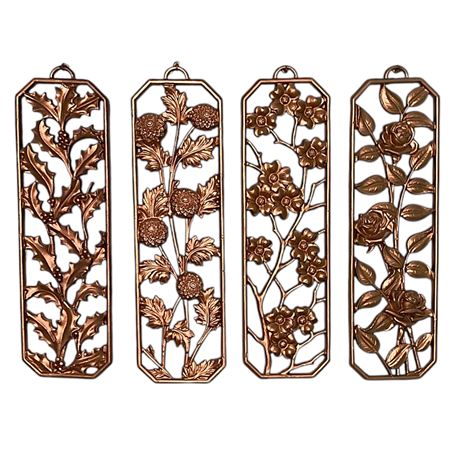 Vtg Metal 4 Seasons Wall Plaques