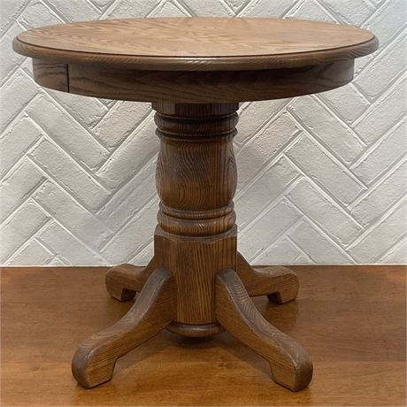 Solid Wood Round Pedestal Side Table