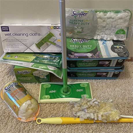 Swiffer Sweep/Mop, New Wet/Dry Cloths, Swiffer Duster Handle & New Duster