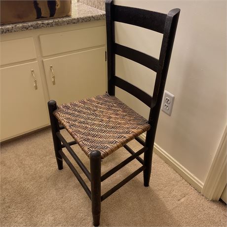 Antique Splint Woven Ladder Back Side Chair