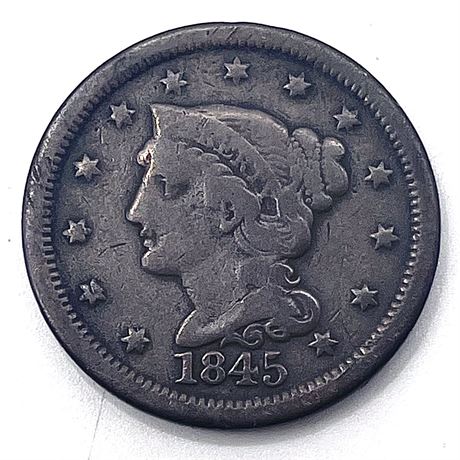 1845 Braided Hair Liberty Head One Cent