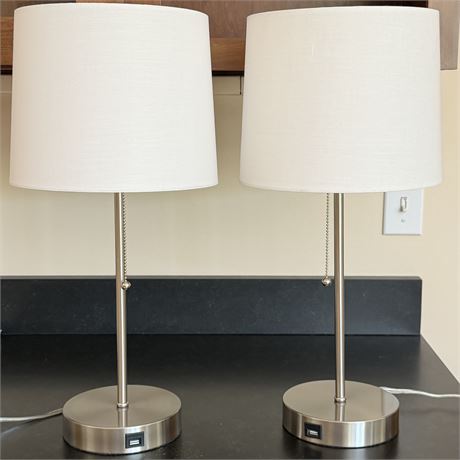 Pair of Metal Stick Lamps with USB Ports