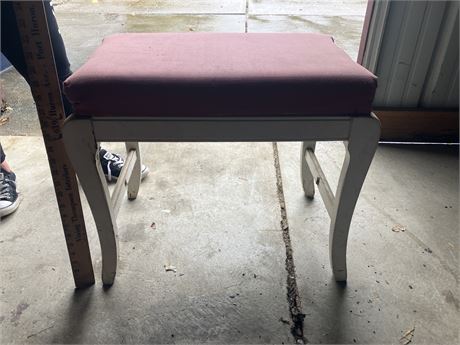 vintage wood vanity stool