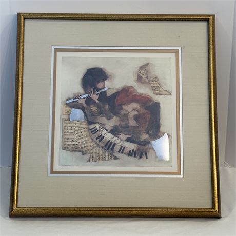 Rosina Wachmeister - Two Musicians Mixed Media Framed Lithograph S/N w/ COA