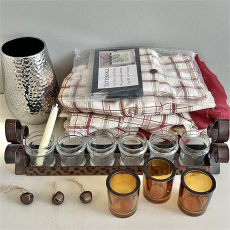 Farmhouse Style Decor - (7) Valances, Metal w/ Glass Jars Centerpiece & More