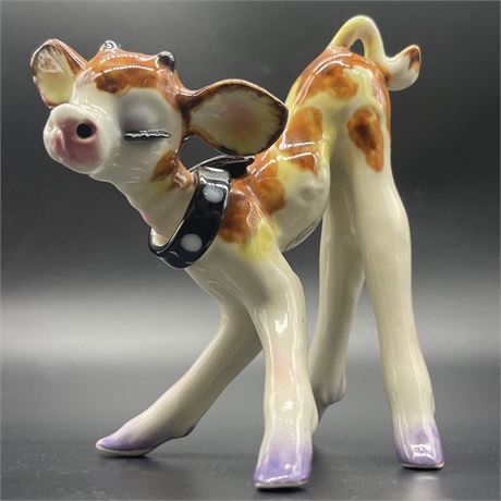 Vtg Napco "Capering Calf" Pottery Figurine
