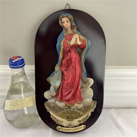 Turtle King Giovanni Collection Mary Holy Water Font Plaque w/ Mexico Holy Water