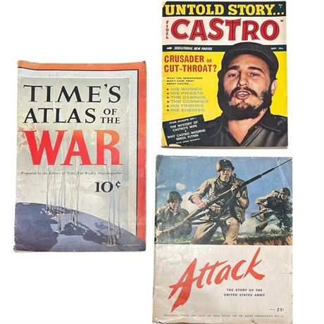 Vtg WWII & Fidel Castro Magazines