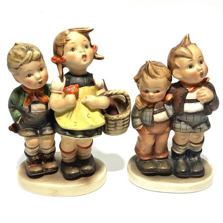 Vtg Goebel Hummel Stamped Full Bee "To Market" and "Max and Moritz" Figurines