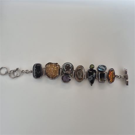 Vtg Sterling 925 MultiGemstone Bracelet