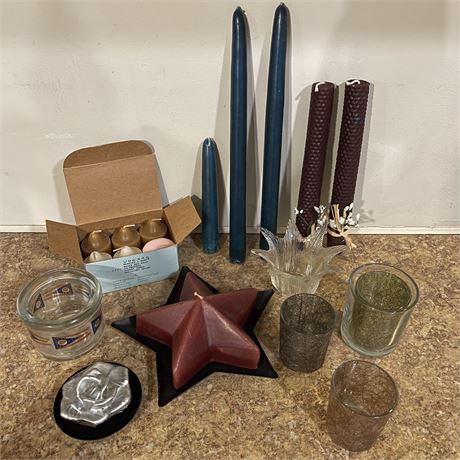 Mixed Variety of Candles & Candle Holders