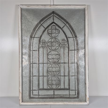 Wood Framed Moroccan Retro Style Metal Wall Window Decor