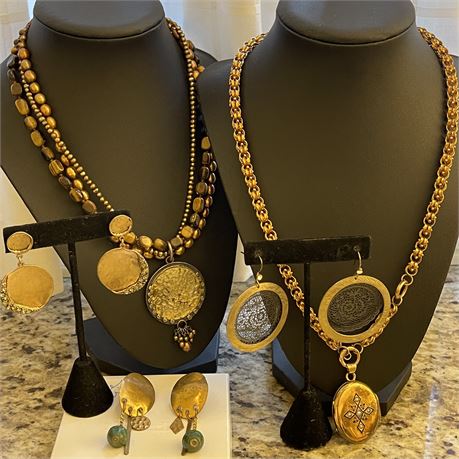 Vtg Metal Jewelry w/ Locket, 925 Sterling Necklace and More